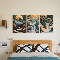 3 framed printed canvas 35x55cm each