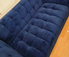 Blue velvet sofa 3-seater