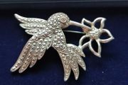 Vintage Irish Silver Hummingbird Brooch