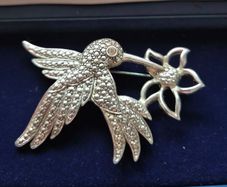 Vintage Irish Silver Hummingbird Brooch