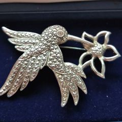 Vintage Irish Silver Hummingbird Brooch