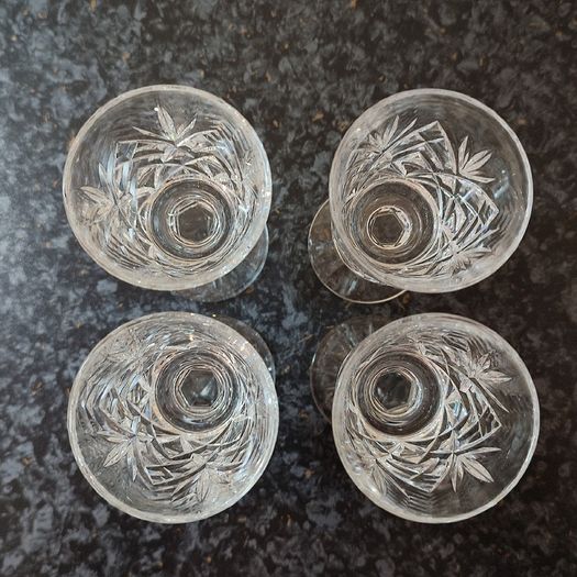 Set Of 4 Crystal Goblets 4 Glasses Wine Port Vintage