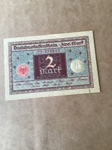 Rare Old 1920 German Banknote - 2 Mark