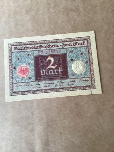 Rare Old 1920 German Banknote - 2 Mark