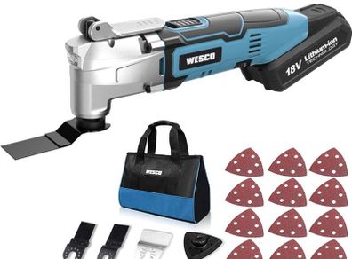 Oscillating Multi Tool, 6 Variable Speed 18V Powerful Cordless Oscillating Tool Set with 16 Accessories, Quick Change Blade for Sanding Cutting Grinding Scraping (FREE POSTAGE)