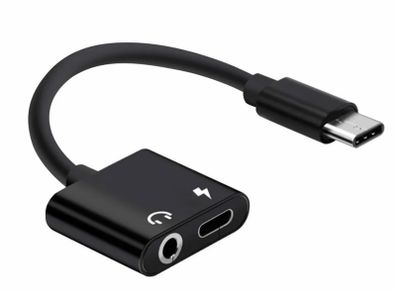 2in1 USB C Type C to 3.5mm Audio Jack Charger Adapter Cable Headphones Earphone