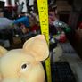 Large Vintage Hand Painted Ceramic Piggy bank Whimsical Baby Pig Pink Bib and Sucking on a Pacifier Image 7