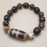 Vintage Himalayan Tibetan Treasure Vase & Stripe Pattern & Dotted Quartz Bracelet Image 2