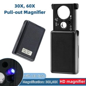 Jewellery Magnifying Glass 30X 60X Mini LED Magnifying Glass Tool Handheld Magnifier Currency UV Detector