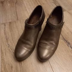 Women's Brown Leather Heeled Ankle Boots