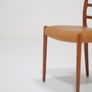 Mid Century Set of 8 x Teak and Tan Leather Dining Chairs Model 82 by Niels Otto Moller, 1960s Image 2