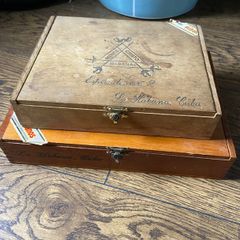 Three Old Cuban cigar boxes