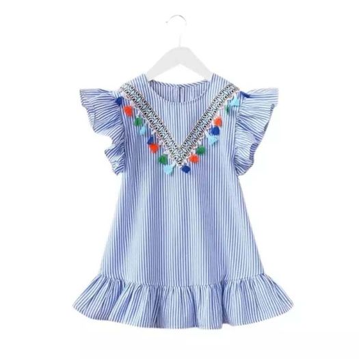 Summer Girls Tassel Flying Sleeve dress