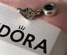 Pandora charm baby boy boot 14k gold and blue Cz