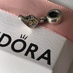 Pandora charm baby boy boot 14k gold and blue Cz