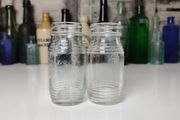 335 - Set of 2 Vintage Clear Glass Collectible Decorative Jars