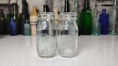 335 - Set of 2 Vintage Clear Glass Collectible Decorative Jars