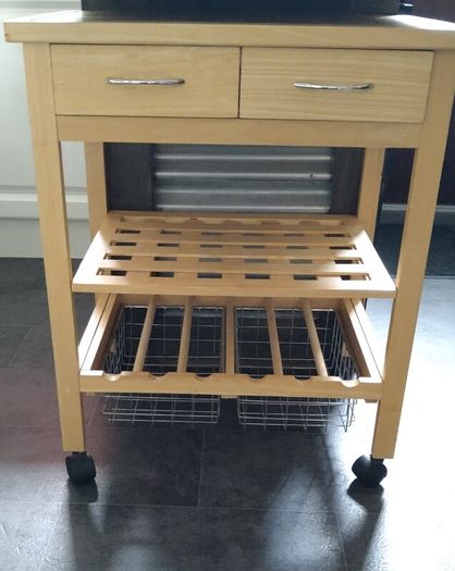 Solid Wood Butcher Block Kitchen Trolley