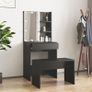Dressing Table Set with LED Black Engineered Wood Image 2