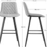 _Set of 2 Bar Stools with Backrest and Footrest Made of Metal PU Cover with Padding for Bar, Kitchen, Dining and Living Room, Holds up to 120 kg, Gray Image 4
