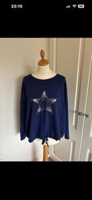 For Her Paris navy/silver cotton top