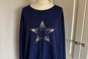For Her Paris navy/silver cotton top