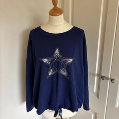 For Her Paris navy/silver cotton top