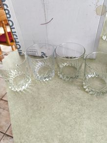 Multi-Purpose Crystal Beverage Tumbler Drinking Glass Set of 4 each 2 matching not stamped..