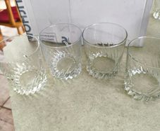 Multi-Purpose Crystal Beverage Tumbler Drinking Glass Set of 4 each 2 matching not stamped..