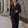 Fab Zara Dark Burgundy Suede Effect Hoodie Jacket and Matching Wide Leg Trousers Co Ord   UK 14 Image 6