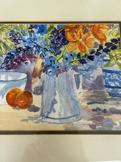 Framed watercolour painting