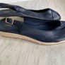 New Navy Leather Wedges, size 4 Image 2