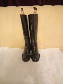 Prada Black All Leather Knee High Boots 38.5