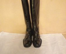 Prada Black All Leather Knee High Boots 38.5