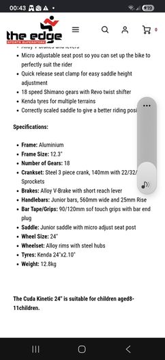 Bike size 24
