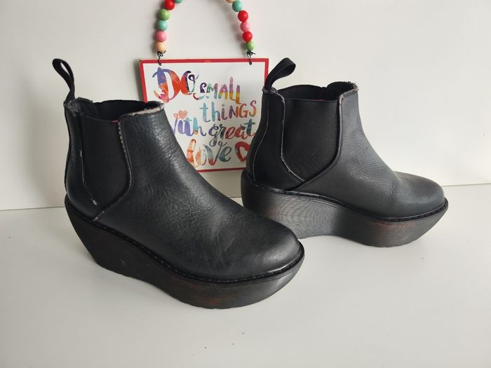Dr Doc Martens platform black Aerial wedges chunky sole boots UK4 US6 EU37