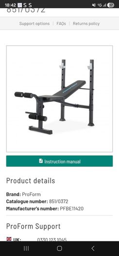 ProForm Multi-Function Weight Bench + Decathlon 50kg Weight Set