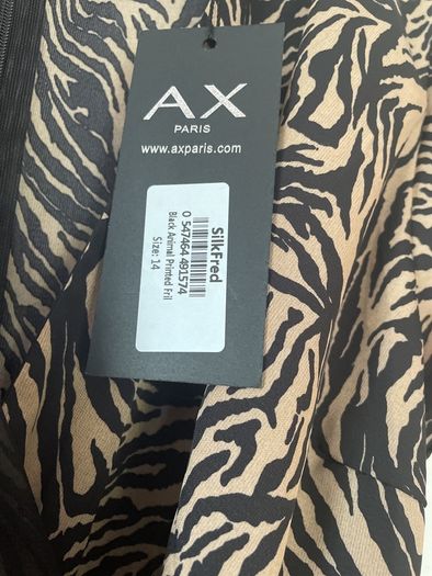 Ax Paris black animal print dress size 14 New