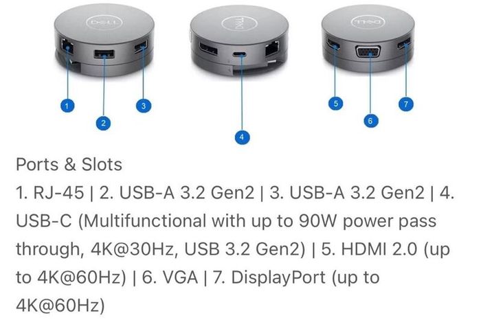 DELL 7-in-1 USB-C Multiport Adapter Docking Station - DA310