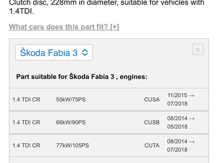 Skoda Fabia clutch friction disc 04B141031A