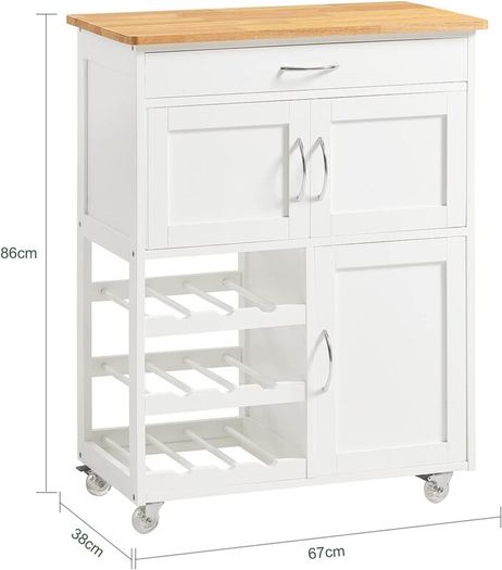 Trolley Kitchen Cabinet Kitchen Trolley with bottle rack White