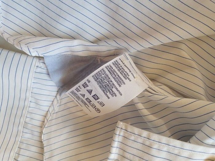 Tommy hilfiger 2007 long sleeve shirt size xxl white blue/pin pit to pit 25" like new