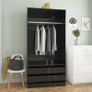 Wardrobe High Gloss Black 100x50x200 cm Chipboard Image 5
