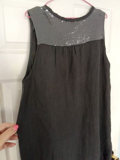 Linen Dress with Sequins