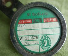 Vintage Irish Cyclemaster Motorcycle December 1961tax Disc & Holder