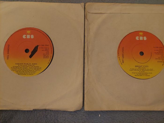 Art Garfunkel & Neil Diamond - two Irish 7" vinyl - price for both