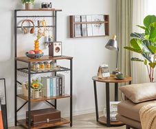 NEW SALE | Kitchen Baker's Rack, Microwave Oven Stand with Storage Shelves, Industrial Coffee Bar Station, with Adjustable Wine Holders and S-Hooks