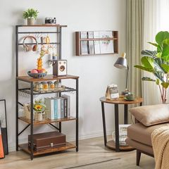 NEW SALE | Kitchen Baker's Rack, Microwave Oven Stand with Storage Shelves, Industrial Coffee Bar Station, with Adjustable Wine Holders and S-Hooks