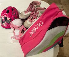 Rollerskates size UK 2 bundle, inc helmet, pads