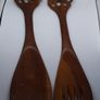 Vintage : Handcarved Elephant Wooden Fork and Spoon Image 4